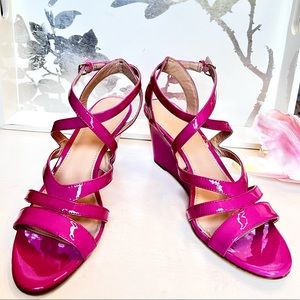 Marci Patent Wedges, Fuchsia Sandals, J.Crew, Sz 9, NWOT